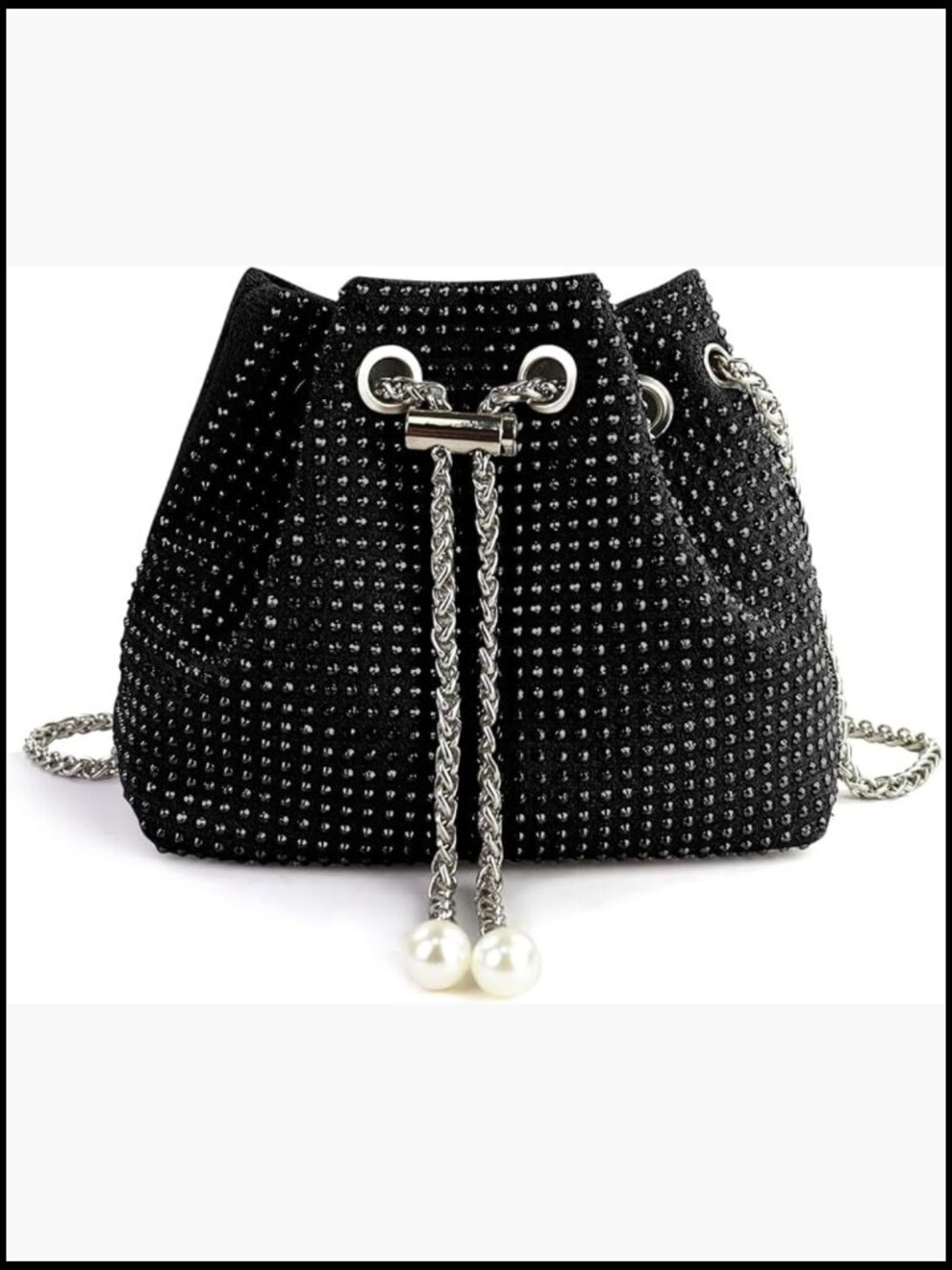 Glitter Bucket Bag Women Sparkly Sequin Purse Crossbody Detachable Chain